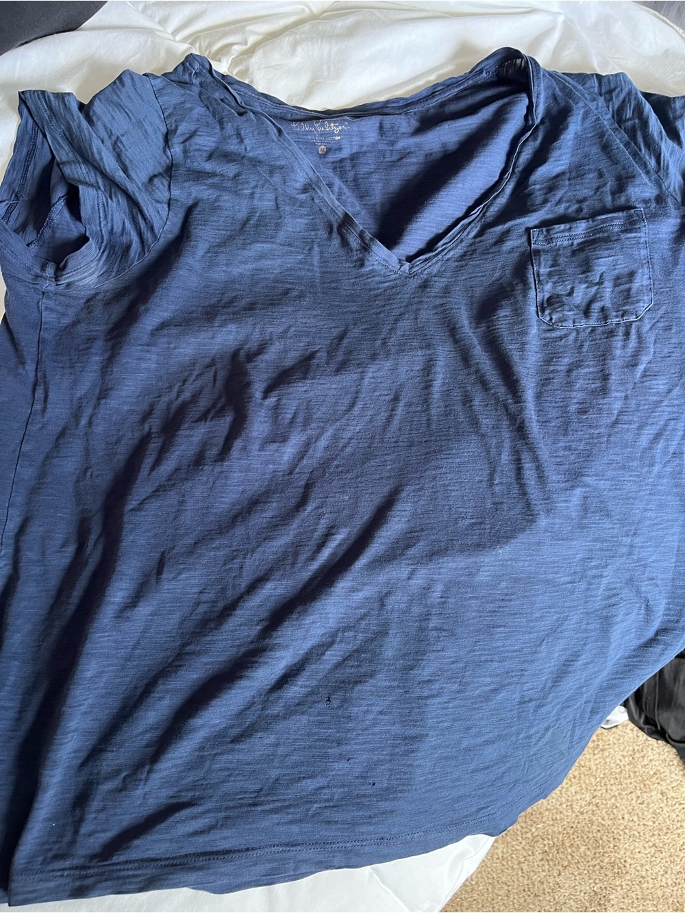 Lilly Pulitzer Navy V-Neck Pocket T-Shirt